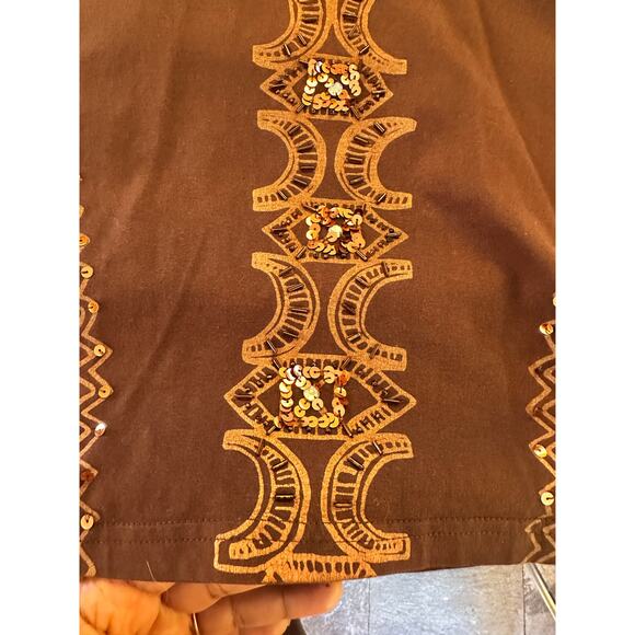 Carlo Colucci Brown embellished top medium - Picture 5 of 10